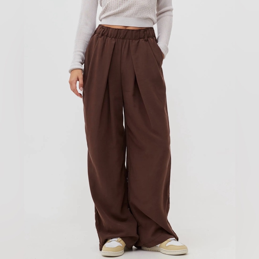 FREE PEOPLE Nothin' To Say Pleated Trousers Brown SIZE M